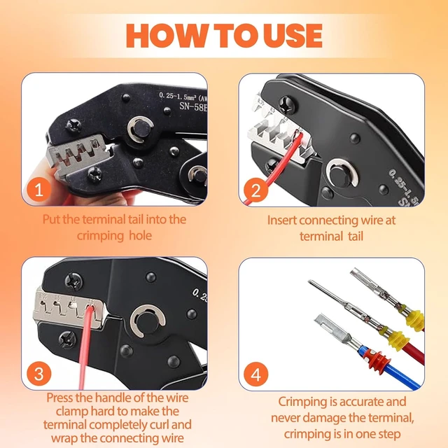 Alt view image 4 of 7 - 1500Pcs 89 Kits Waterproof Automotive Electrical Connectors 1/2/3/4/6 Male&Female Automotive Replacement Electrical Accessories 22-14AWG with Ratchet Crimping Tool and Wire stripper