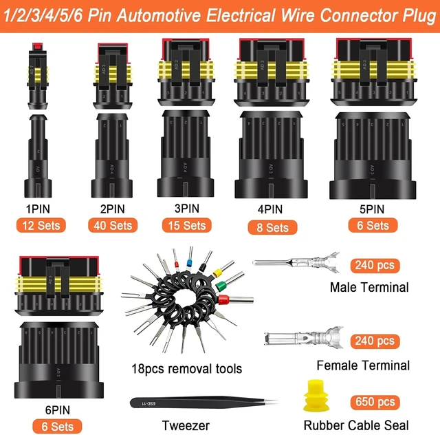 Alt view image 5 of 7 - 1500Pcs 89 Kits Waterproof Automotive Electrical Connectors 1/2/3/4/6 Male&Female Automotive Replacement Electrical Accessories 22-14AWG with Ratchet Crimping Tool and Wire stripper