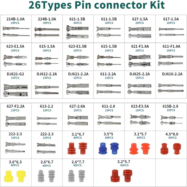 Alt view image 5 of 6 - 812Pcs Pin Connector Kit with Crimping Pliers - Terminal Pin 1/1.5/1.8/2/2.2/2.3/2.8/3.5mm Non-Insulated Plug Removal Male & Female Wire Pins - Automotive Car Electrical (813-Crimping Pliers)