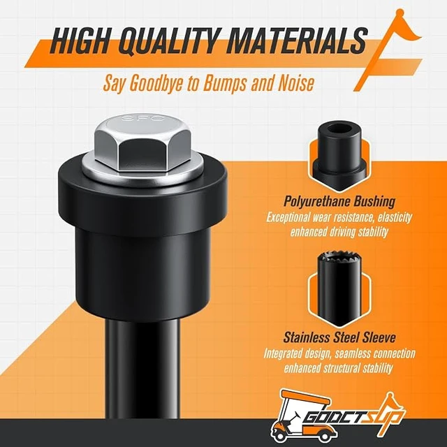 Alt view image 3 of 7 - Club Car Front Bushing Kit with Screws, Fits 2004-Up Precedent Carts, Golf Cart Front Lower Spring&Front Upper A-Arm Polyurethane Bushings and Sleeves, OEM# 102289901