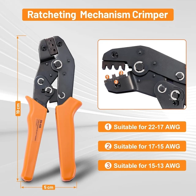 Alt view image 4 of 7 - 945Pcs Pin Connector Kit,Car Electrical Wire Connectors Terminal Pins,21Type Non-Insulated Plug 1/1.5/1.8/2.2/2.8/3.5mm,Large Quantity&Easy Store with Ratchet Crimping Tool 22-16 AWG