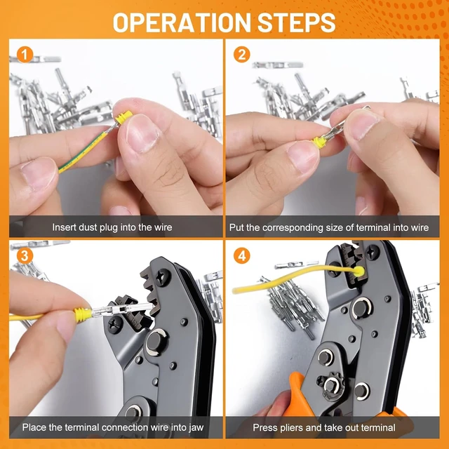Alt view image 3 of 7 - 945Pcs Pin Connector Kit,Car Electrical Wire Connectors Terminal Pins,21Type Non-Insulated Plug 1/1.5/1.8/2.2/2.8/3.5mm,Large Quantity&Easy Store with Ratchet Crimping Tool 22-16 AWG