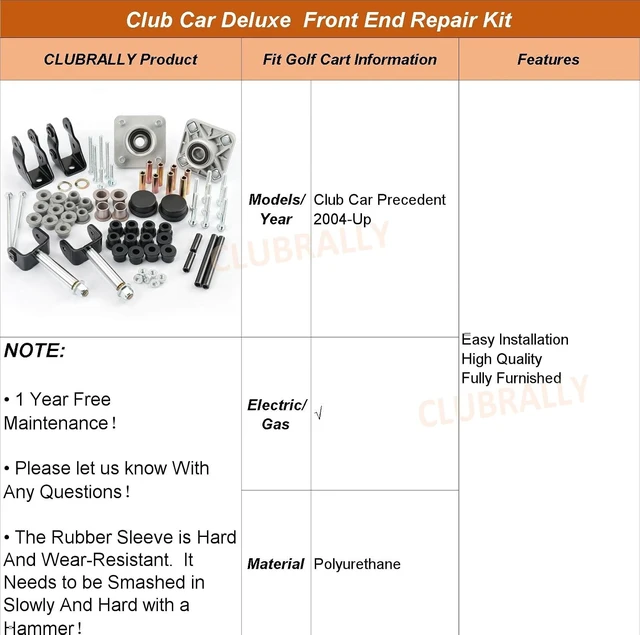 Alt view image 7 of 7 - Club Car Precedent Deluxe Golf Cart Front End Repair Kit 2004-Up