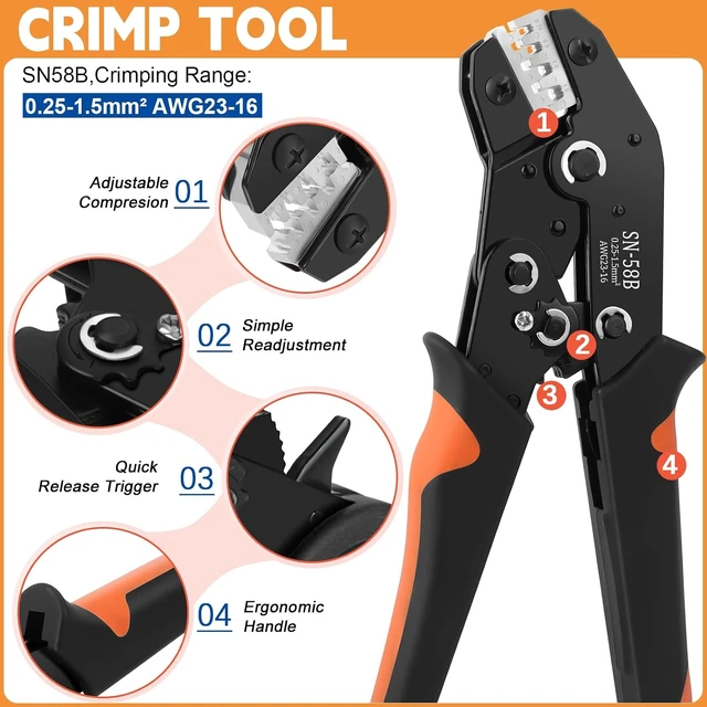 Alt view image 3 of 7 - 970Pcs Electrical Terminal Connector Kit with Crimping Tool, 28 Series Male Female Pin Terminals,400 Waterproof Wire Seals,18 Terminal Removal Tools and and Angled Tweezers