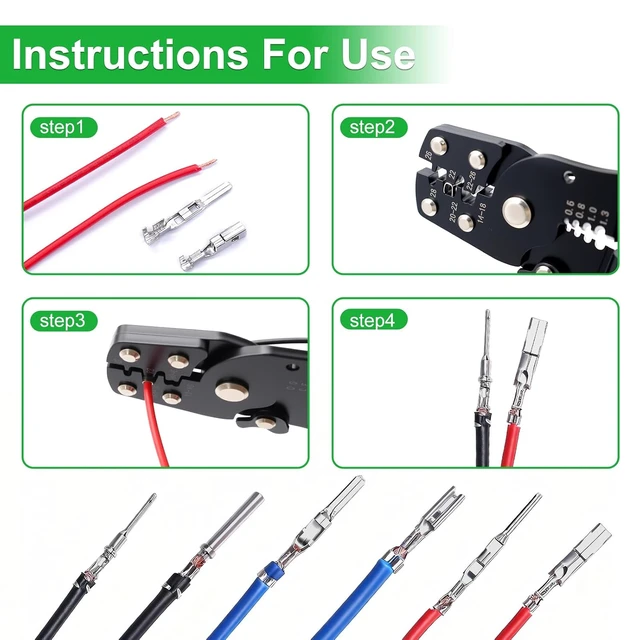 Alt view image 5 of 6 - 290PCS Car Electrical Wire Terminal Pins Connector 1/1.5/1.8/2.2/2.8/3.5mm 21Type Connector Pins Terminal Non-Insulated Plug Removal Male Female Crimp Pins With Wire Crimper Tool