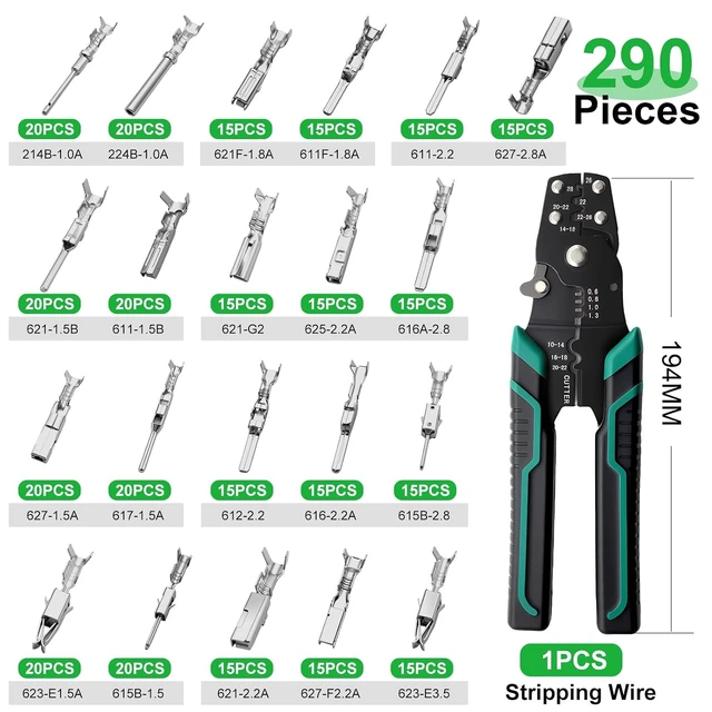Alt view image 2 of 6 - 290PCS Car Electrical Wire Terminal Pins Connector 1/1.5/1.8/2.2/2.8/3.5mm 21Type Connector Pins Terminal Non-Insulated Plug Removal Male Female Crimp Pins With Wire Crimper Tool