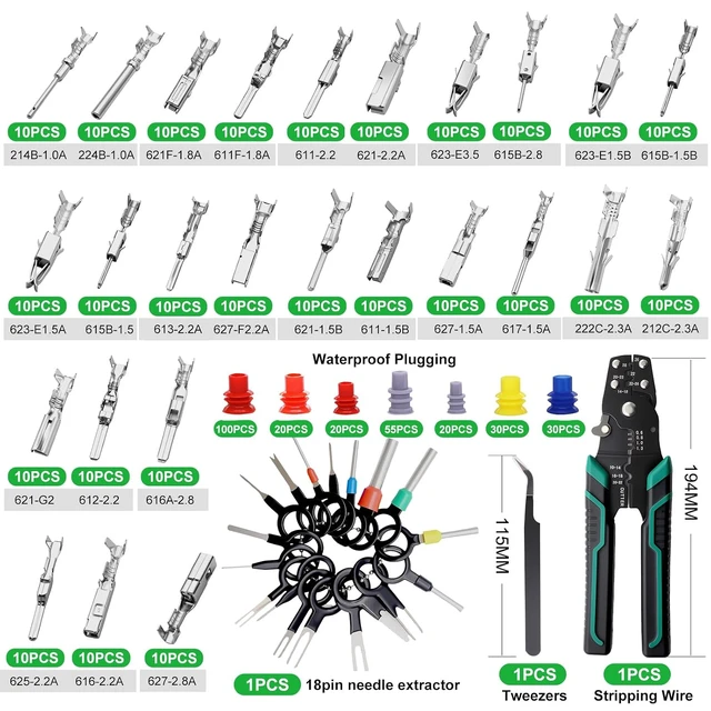 Alt view image 3 of 6 - 535Pcs 26Type Pin Connector Kit and Terminal Pins with Crimping Tool 1/1.5/1.8/2.2/2.8/3.5mm Male&Female Connectors Pin Terminal Auto Non-Insulated Plug Removal Crimp Pins With Wire Crimper Tool