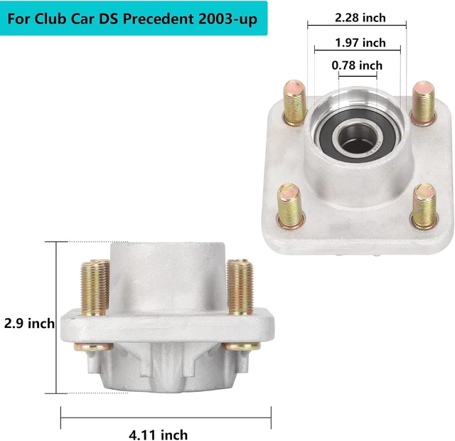 Alt view image 3 of 7 - Front Wheel Hub Assembly for Club Car DS & Precedent 2003+
2 Packs, OEM 102357701 with Hub Bearing, Oil Seal, Dust Cover
