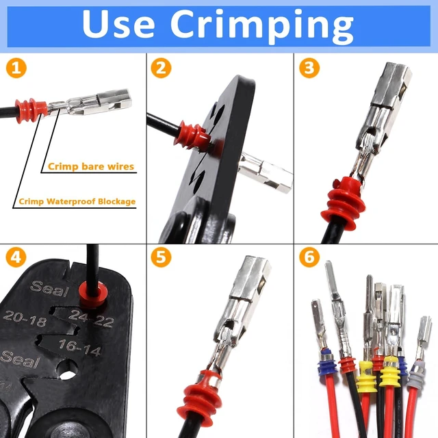 Alt view image 5 of 7 - 950Pcs Pin Connector Terminal Kit Crimping Tool Automotive Set Car Electrical 1/1.5/1.8/2.2/2.3/2.5/2.8/3.5mm Male Female Wire Seal Removal Tool Non-Insulated Plug Crimper Crimp Motorcycle