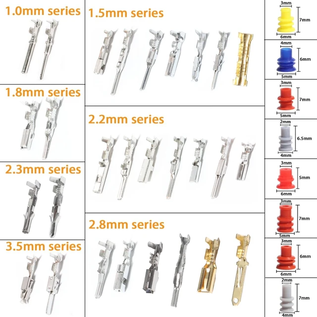 Alt view image 2 of 7 - 950Pcs Pin Connector Terminal Kit Crimping Tool Automotive Set Car Electrical 1/1.5/1.8/2.2/2.3/2.5/2.8/3.5mm Male Female Wire Seal Removal Tool Non-Insulated Plug Crimper Crimp Motorcycle