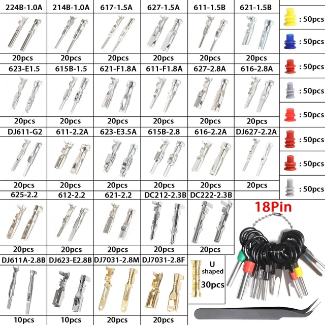 Alt view image 6 of 7 - 950Pcs Pin Connector Terminal Kit Crimping Tool Automotive Set Car Electrical 1/1.5/1.8/2.2/2.3/2.5/2.8/3.5mm Male Female Wire Seal Removal Tool Non-Insulated Plug Crimper Crimp Motorcycle