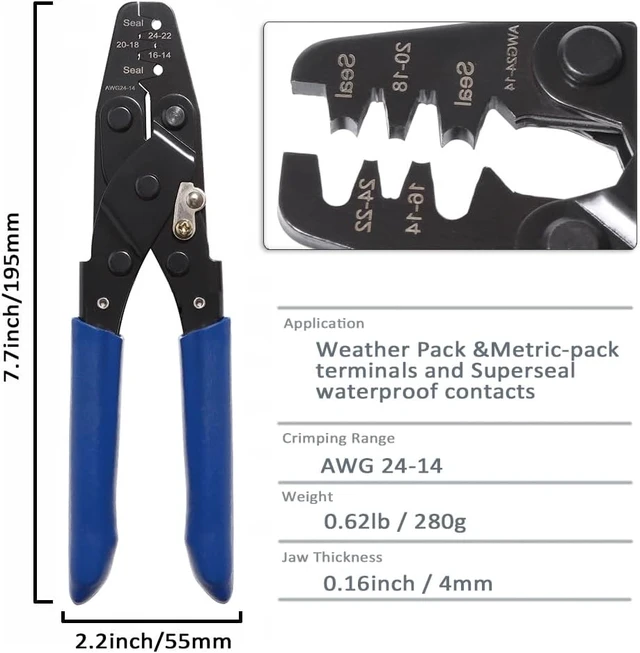 Alt view image 7 of 7 - 950Pcs Pin Connector Terminal Kit Crimping Tool Automotive Set Car Electrical 1/1.5/1.8/2.2/2.3/2.5/2.8/3.5mm Male Female Wire Seal Removal Tool Non-Insulated Plug Crimper Crimp Motorcycle