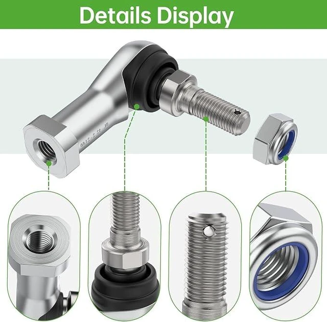 Alt view image 2 of 7 - 2 Pack Ball Joint Tie Rod End Kit 102022601 102288301 Replacement for Club Car Precedent 2004-up & Tempo 2018-up Golf Cart