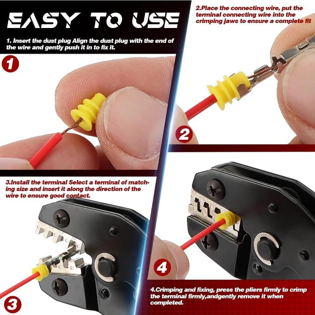 Alt view image 5 of 7 - 969Pcs Pins Connector Kit & 28 Types Electrical Terminal Pins Crimp Tool
Terminal Wire Harness Male&Female Wire Seals Crimp tools Set