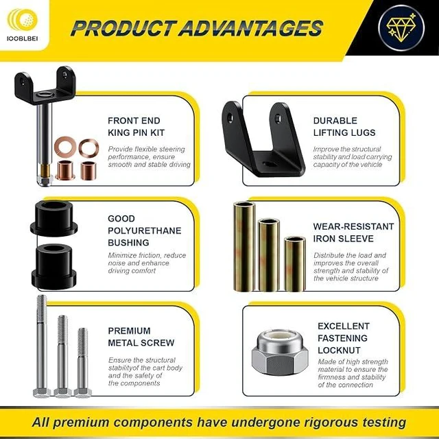 Alt view image 2 of 7 - 1993-UP Club Car Deluxe Repair Bushing Kit for DS, Golf Cart Front and Rear End Bushing Kit, Club Car King Ping Repair Kit, Full Set Club Car DS Front End Rebuild Kit OEM# 1016384 1015583 1016386