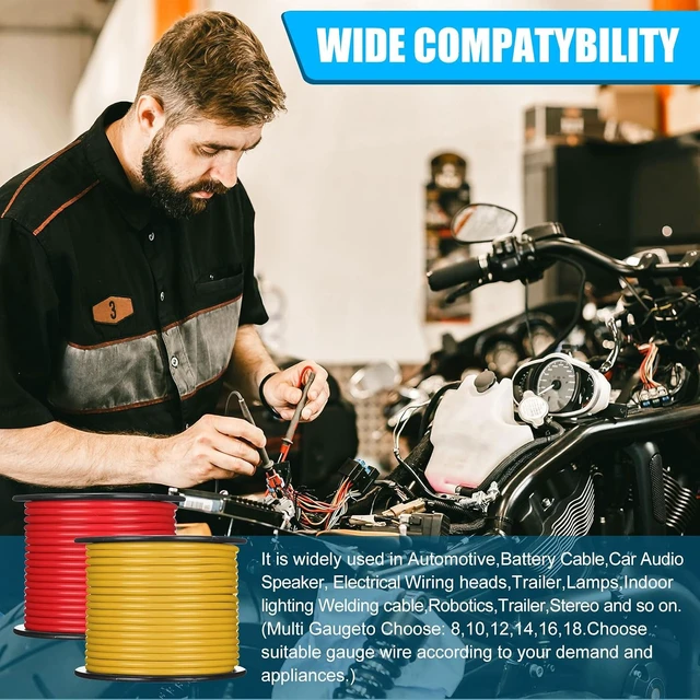 Alt view image 6 of 7 - 10 Pcs 14 Gauge Automotive Wire 100 Ft, CCA for 12V Car Audio Copper Clad Aluminum with 10 Colors, Stranded Primary Wire for Automotive Electrical and Harness Wiring Applications