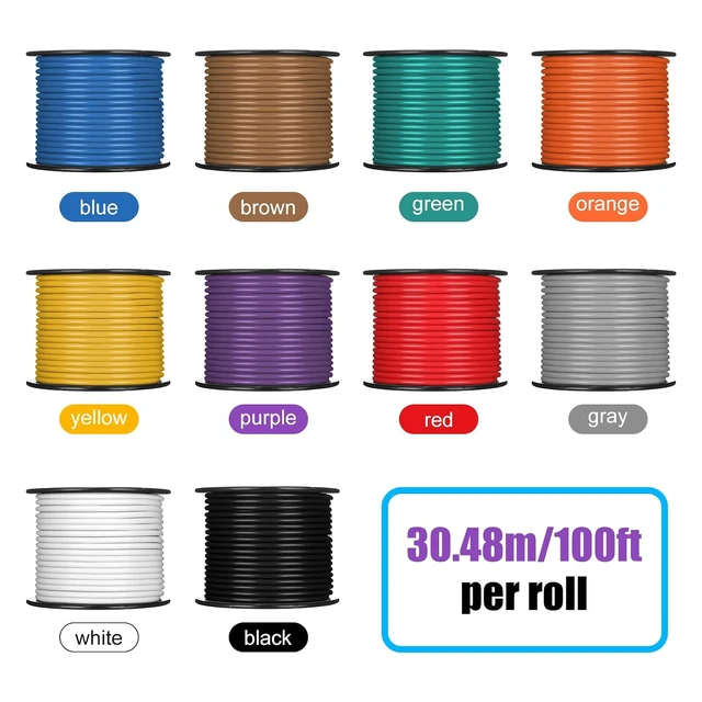 Alt view image 2 of 7 - 10 Pcs 14 Gauge Automotive Wire 100 Ft, CCA for 12V Car Audio Copper Clad Aluminum with 10 Colors, Stranded Primary Wire for Automotive Electrical and Harness Wiring Applications