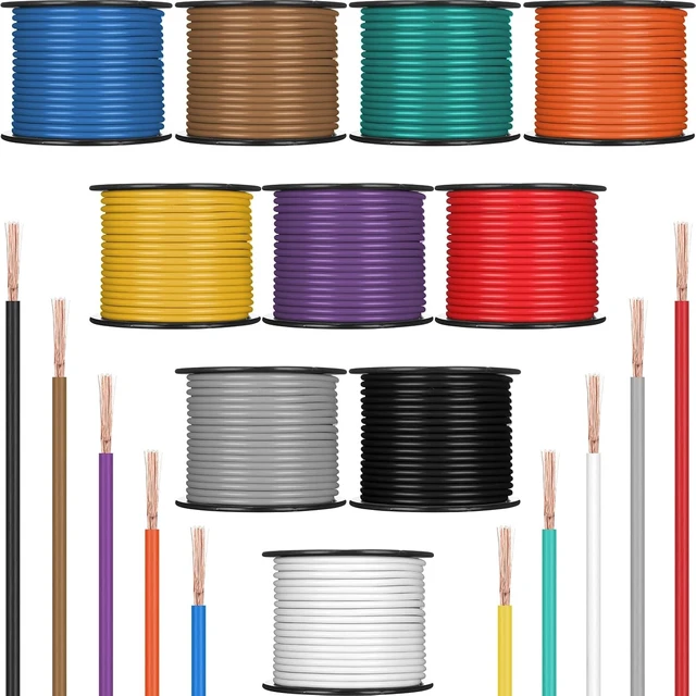 Alt view image 7 of 7 - 10 Pcs 14 Gauge Automotive Wire 100 Ft, CCA for 12V Car Audio Copper Clad Aluminum with 10 Colors, Stranded Primary Wire for Automotive Electrical and Harness Wiring Applications