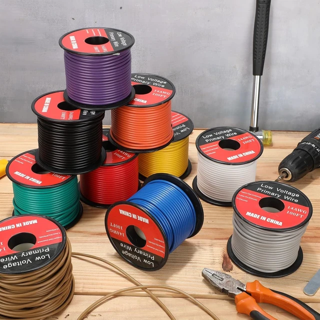 Alt view image 3 of 7 - 10 Pcs 14 Gauge Automotive Wire 100 Ft, CCA for 12V Car Audio Copper Clad Aluminum with 10 Colors, Stranded Primary Wire for Automotive Electrical and Harness Wiring Applications