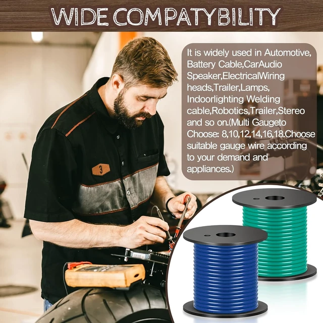 Alt view image 2 of 4 - 10 Pcs 22 Gauge Automotive Wire 100 Ft, CCA for 12V Car Audio Copper Clad Aluminum with 10 Colors, Stranded Primary Wire for Automotive Electrical and Harness Wiring Applications