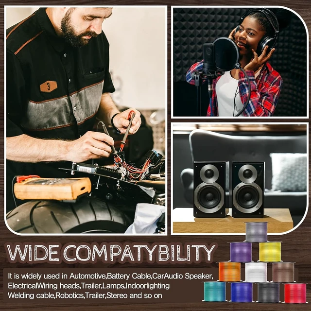 Alt view image 3 of 5 - 16 Gauge Wire 10 Color 500ft Automotive Cable for 12V Car Audio 50ft Spool X10, Copper Clad Aluminum, 54 Strands, 105°c Heat Resistant, Flexible PVC Jacket, Car Stereo, Rv, Boat, LED Wiring