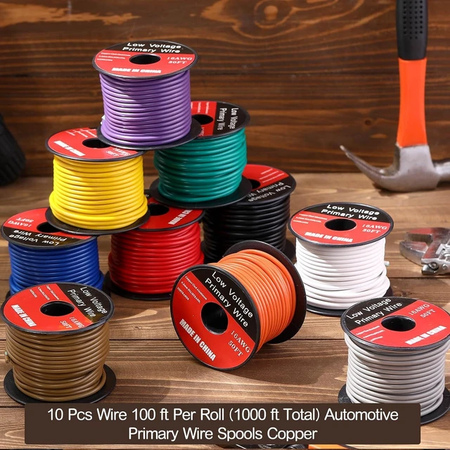 Alt view image 5 of 5 - 16 Gauge Wire 10 Color 500ft Automotive Cable for 12V Car Audio 50ft Spool X10, Copper Clad Aluminum, 54 Strands, 105°c Heat Resistant, Flexible PVC Jacket, Car Stereo, Rv, Boat, LED Wiring