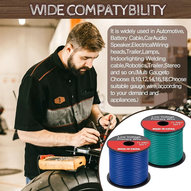Alt view image 6 of 6 - Gauge Wire 10 Colors 50ft / Roll (500ft Total) Auto Wiring,12 Gauge 10 Spools of 12 Awg Primary Wire, 50ft Per Roll with Color Variety, Ideal for 12v Automotive Harness, Car Audio, Video Wiring