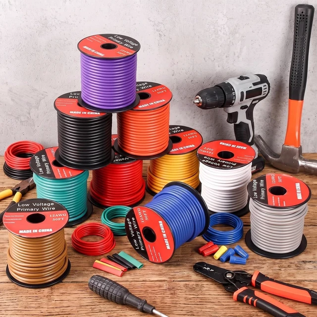 Alt view image 4 of 6 - Gauge Wire 10 Colors 50ft / Roll (500ft Total) Auto Wiring,12 Gauge 10 Spools of 12 Awg Primary Wire, 50ft Per Roll with Color Variety, Ideal for 12v Automotive Harness, Car Audio, Video Wiring