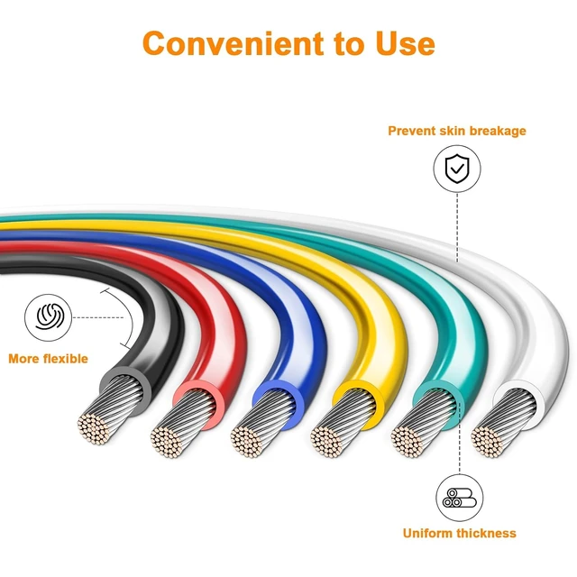 Alt view image 2 of 6 - 10 Gauge Wire 600FT, 10 AWG Auto Wire 100ft Each Spool, 6 Colors Copper Clad Aluminium Low Voltage Electrical 10 Gauge, Hookup Kit for Breadboard/Automotive/DIY/Battery
