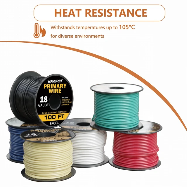 Alt view image 4 of 6 - 18 Gauge Wire Combo, CCA, 6 Colors, 100ft Rolls (600ft Total) Durable Copper Clad Aluminium, Low Voltage Electric Wire, 18 AWG Wire, Ideal for Heavy-Duty Auto & Home Projects, Insulated