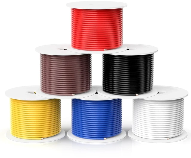 Main image of 18 Gauge Copper Electrical Wire, 6 Colors, 25FT Each Stranded Wire with PVC Insulation, Silicone Hook up Wire Kit for Car Audio,Automotive Wiring,LED Lighting,etc
