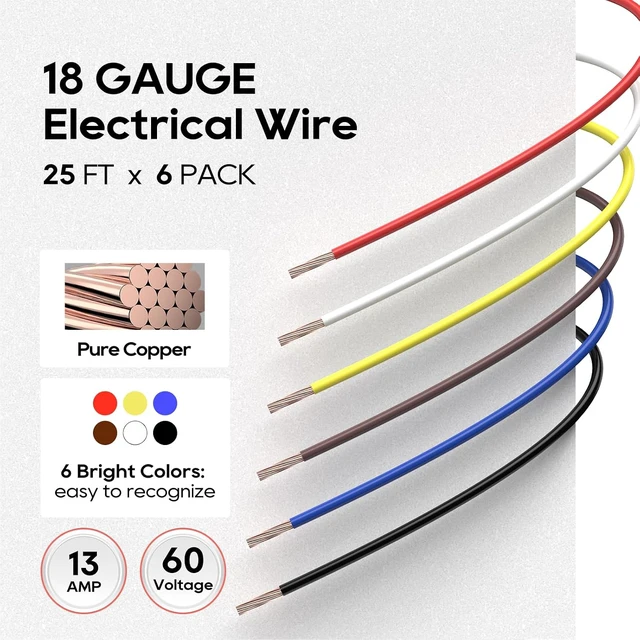 Alt view image 6 of 7 - 18 Gauge Copper Electrical Wire, 6 Colors, 25FT Each Stranded Wire with PVC Insulation, Silicone Hook up Wire Kit for Car Audio,Automotive Wiring,LED Lighting,etc