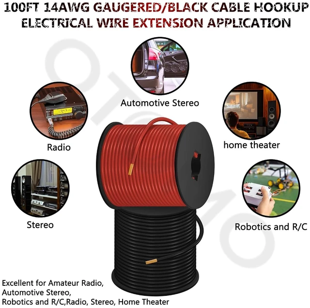 Alt view image 3 of 7 - 2 Rolls 100FT 14 Gauge CCA Automotive Primary Wire Single Conductor SAE J1128 Hook Up Electrical Wire Trailer Spool for Low Volts Towing Trailer RV Camper- Black/Red