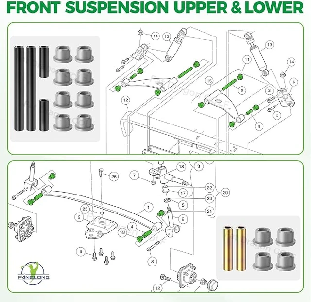 Alt view image 5 of 7 - Club Car Precedent Bushing Kit-Polyurethane, Front Suspension & Rear Suspension and A Arm Bushing Kits, Suitable for Precedent 2004-Up, OEM #102506601, 102506401, 102956201, 102956201