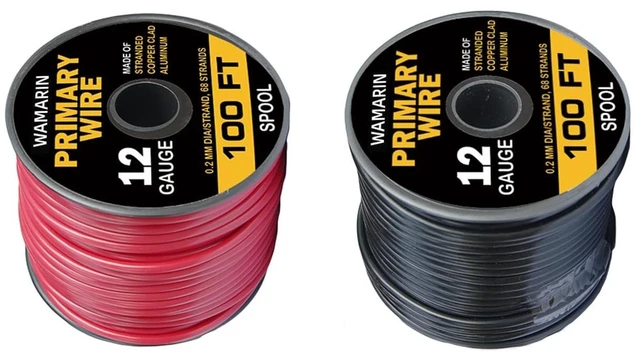 Main image of 12 Gauge Automotive Wire Spool 2 Colors 100ft Each (200ft Total) Low Voltage Wire,Copper Clad Aluminum CCA, 12 AWG Electrical Wire for Low Voltage Projects, Car, Trailer, Led Strip, Diy