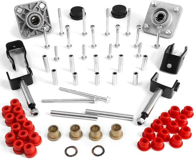 Main image of Golf Cart Front End Repair Kit for Club Car Precedent Tempo Onward
Racing-Grade Polyurethane, Suspension Upgrade Seamless Steel Sleeve Screws, Reduce Noise, Deluxe Front & Rear Bushing Rebuild