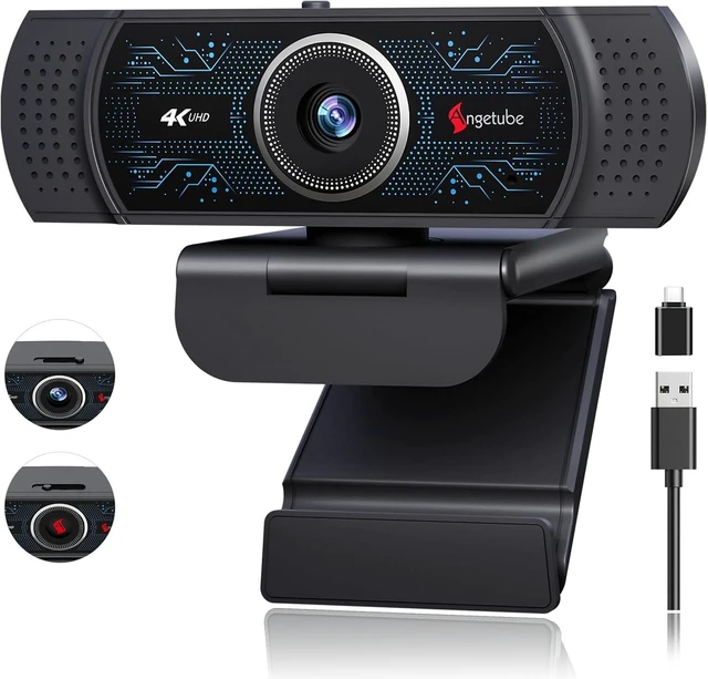 Main image of 4K Webcam for PC w/Microphone, USB Web Cam Built-in Privacy Cover, PDAF Auto Focus, 1080p 60FPS, 12MP Sensor, USB-A/C, HD Computer Web Camera for Desktop Mac Laptop, Work w/ Meetings Streaming