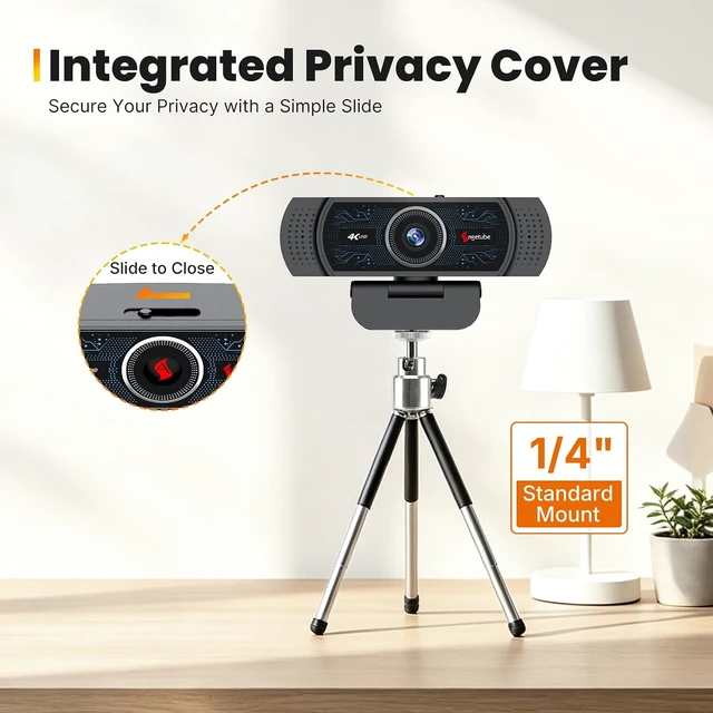 Alt view image 6 of 7 - 4K Webcam for PC w/Microphone, USB Web Cam Built-in Privacy Cover, PDAF Auto Focus, 1080p 60FPS, 12MP Sensor, USB-A/C, HD Computer Web Camera for Desktop Mac Laptop, Work w/ Meetings Streaming