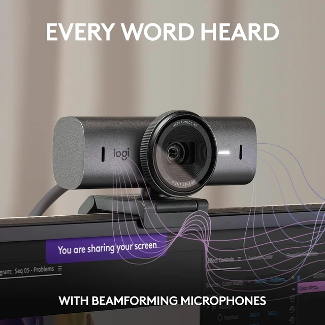 Alt view image 2 of 7 - Logitech MX Brio Ultra HD 4K Webcam Collaboration and Streaming - Graphite - Ideal for collaboration and streaming, Show Mode, works with Microsoft Teams, Zoom, Google Meet, Nintendo Switch 2