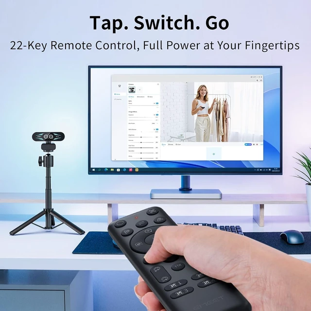 Alt view image 6 of 7 - EMEET Dual-Camera 4K Webcam for Streaming, Wide-Angle & Telephoto, Max 11X Hybrid Zoom & PDAF Autofocus, Remote Control, RGB Lighting, 2 Mics, Ideal for Livestreaming and Online Meeting