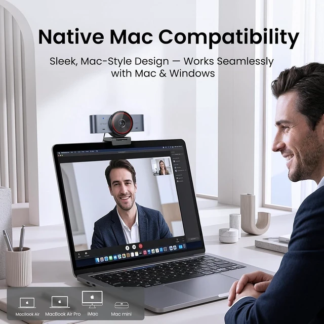 Alt view image 2 of 7 - EMEET C960 Ultra 4K Webcam for Mac & PC, 1/1.5" Large Sensor, Metal Body 0.2s Autofocus, DRC, Whiteboard Mode, Built-in Privacy Cover, 2 Mics, USB Webcam 4K for Meetings, Streaming, Content Creation