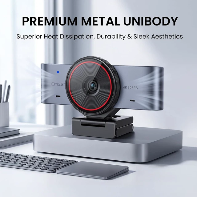 Alt view image 7 of 7 - EMEET C960 Ultra 4K Webcam for Mac & PC, 1/1.5" Large Sensor, Metal Body 0.2s Autofocus, DRC, Whiteboard Mode, Built-in Privacy Cover, 2 Mics, USB Webcam 4K for Meetings, Streaming, Content Creation