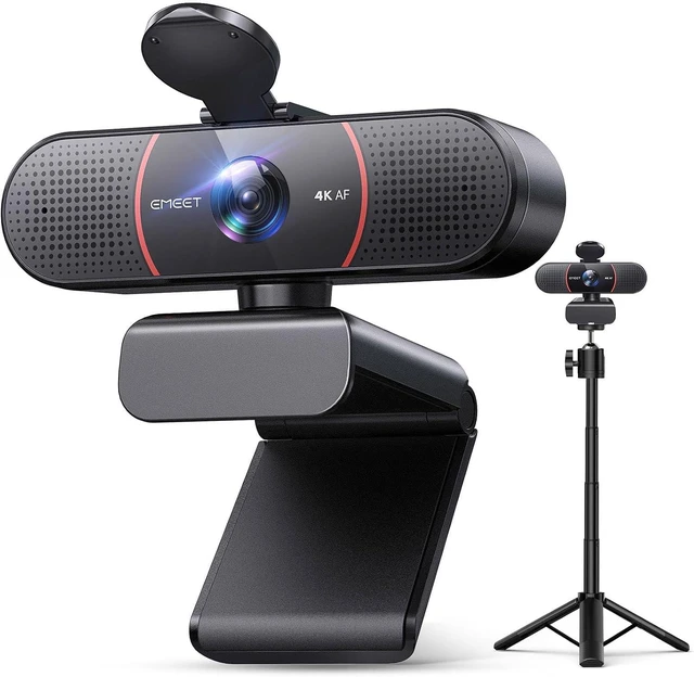 Main image of EMEET 4K Webcam with Tripod, 3 Adjustable Height, 360° Swivel Head, DesktopTripod w/Privacy Cover, PDAF Auto Focus, Dual Omni Mics, Auto Light Correction, Perfect for Online Meetings