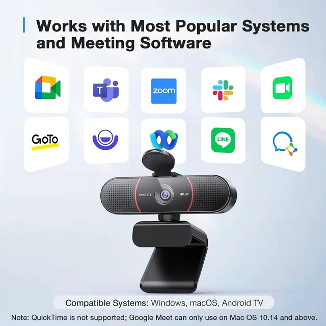 Alt view image 4 of 7 - EMEET 4K Webcam with Tripod, 3 Adjustable Height, 360° Swivel Head, DesktopTripod w/Privacy Cover, PDAF Auto Focus, Dual Omni Mics, Auto Light Correction, Perfect for Online Meetings