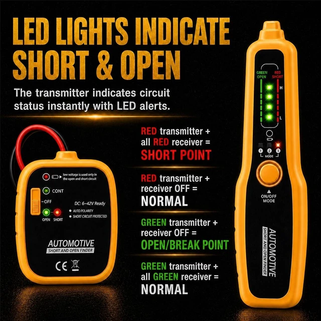 Alt view image 2 of 7 - Wire Tracer Automotive Open & Short Finder, DC 6-42V Circuit Breaker Finder Electrical Tester Fault Probe Cable Tracker Auto Wire Locator Car Broken Wire Detector Tool