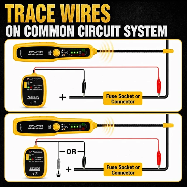 Alt view image 4 of 7 - Wire Tracer Automotive Open & Short Finder, DC 6-42V Circuit Breaker Finder Electrical Tester Fault Probe Cable Tracker Auto Wire Locator Car Broken Wire Detector Tool