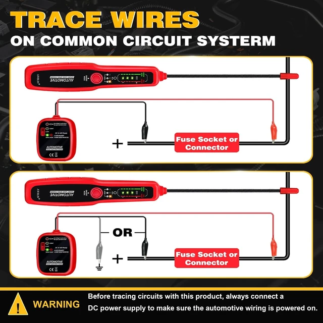 Alt view image 6 of 7 - Wire Tracer Automotive Short & Open Finder Circuit Breaker Finder DC 6-42V Car Broken Wire Detector Tool Electrical Circuit Tester Fault Probe Cable Tracker Auto Wire Locator