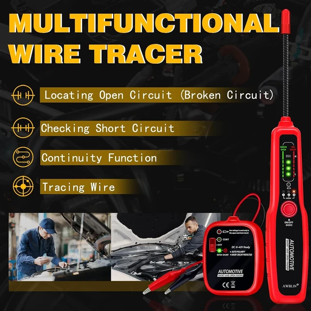 Alt view image 4 of 7 - Wire Tracer Automotive Short & Open Finder Circuit Breaker Finder DC 6-42V Car Broken Wire Detector Tool Electrical Circuit Tester Fault Probe Cable Tracker Auto Wire Locator