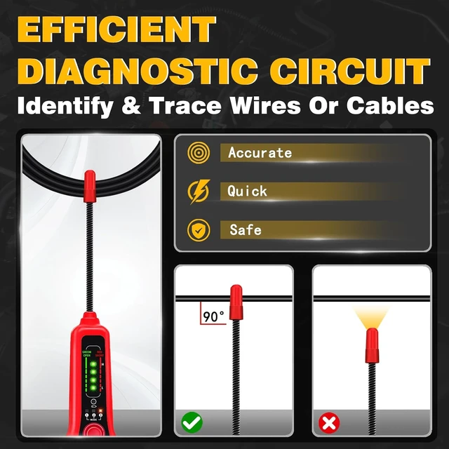 Alt view image 2 of 7 - Wire Tracer Automotive Short & Open Finder Circuit Breaker Finder DC 6-42V Car Broken Wire Detector Tool Electrical Circuit Tester Fault Probe Cable Tracker Auto Wire Locator