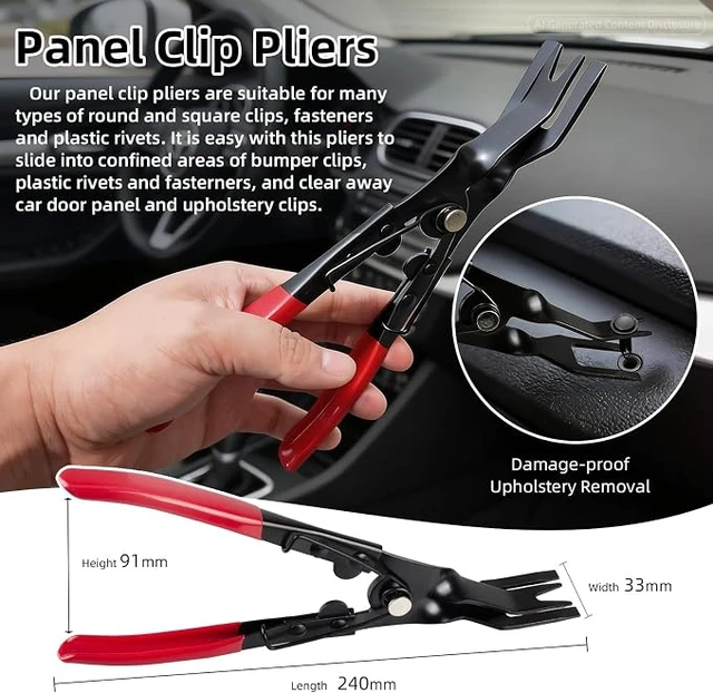 Alt view image 3 of 7 - 10 Pieces Electrical Disconnect Pliers for Cars, Automotive Electrical Plug Connector Disconnect Tool and Connector Separator and Hose Clamp Pliers, Fuel Line Tool and Auto Trim Removal Tool Set